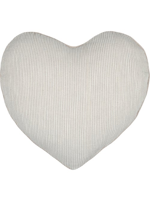 Coussin cœur rayures poly-coton - Kiabi
