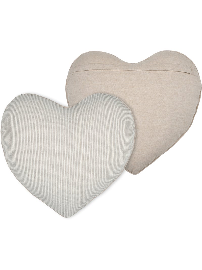 Coussin cœur rayures poly-coton Beige coquille - Kiabi