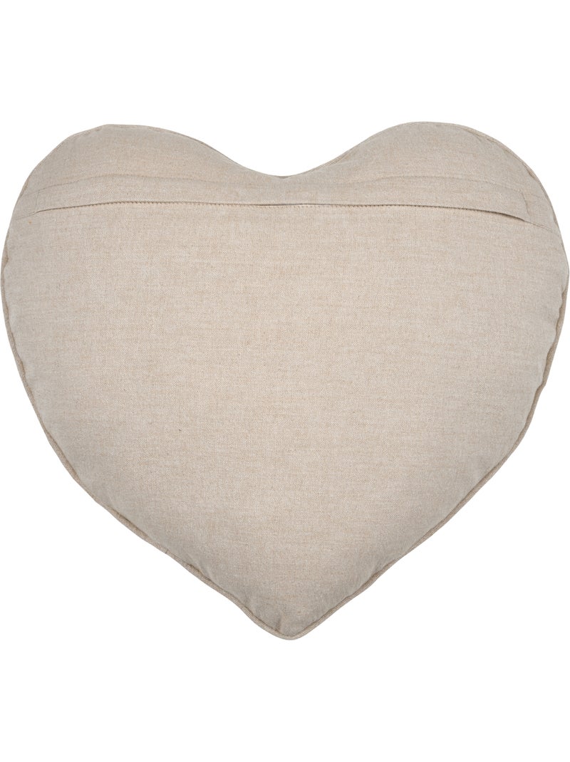 Coussin cœur rayures poly-coton Beige coquille - Kiabi