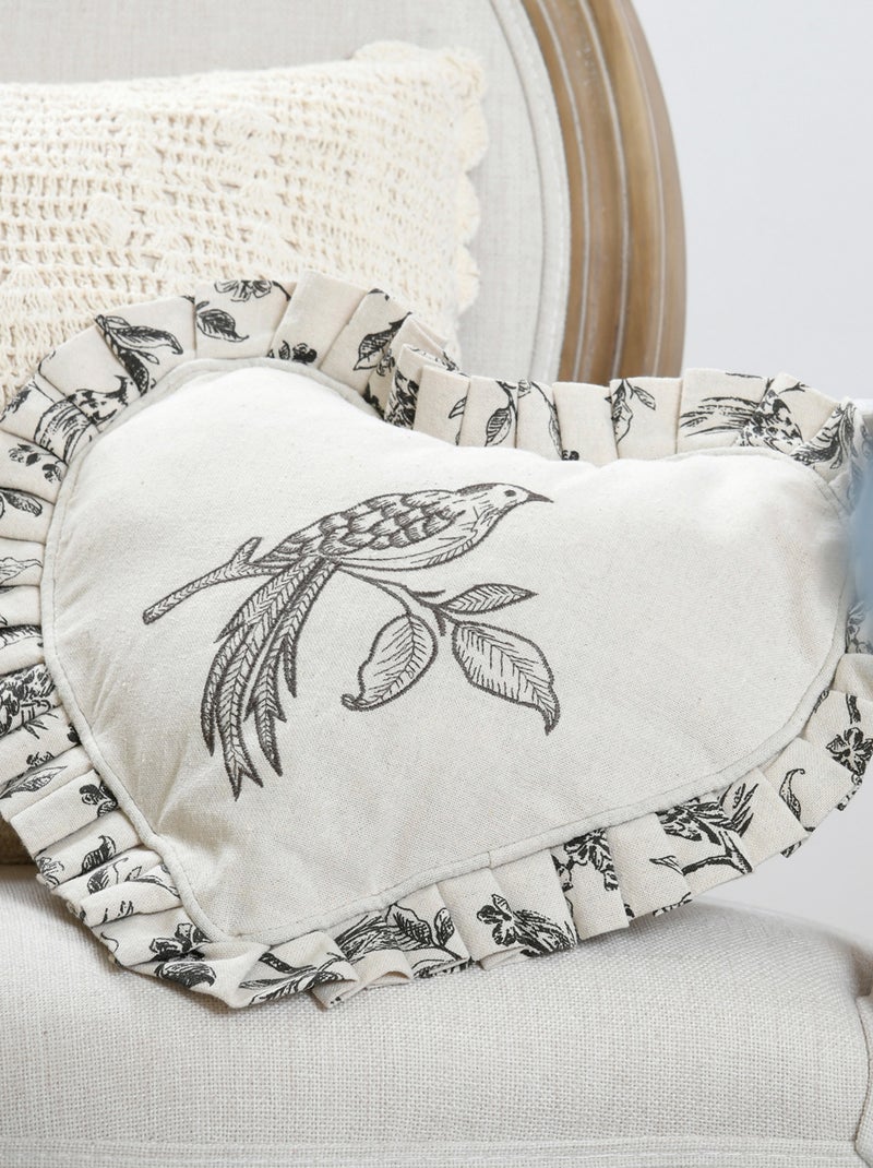 Coussin coeur style campagne chic Ecru - Kiabi