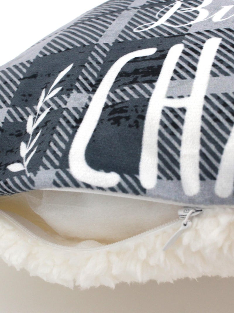 Coussin COSY avec fourrure Gris - Kiabi
