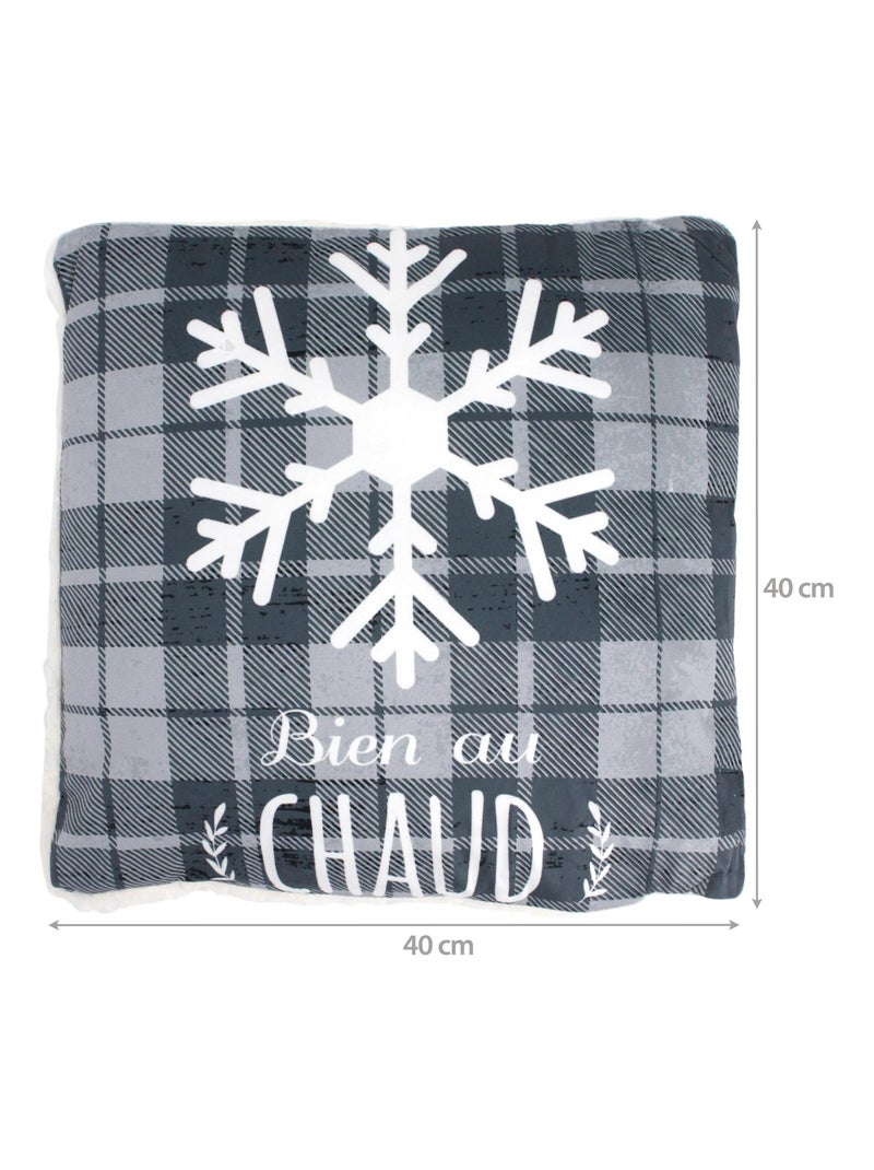 Coussin COSY avec fourrure Gris - Kiabi