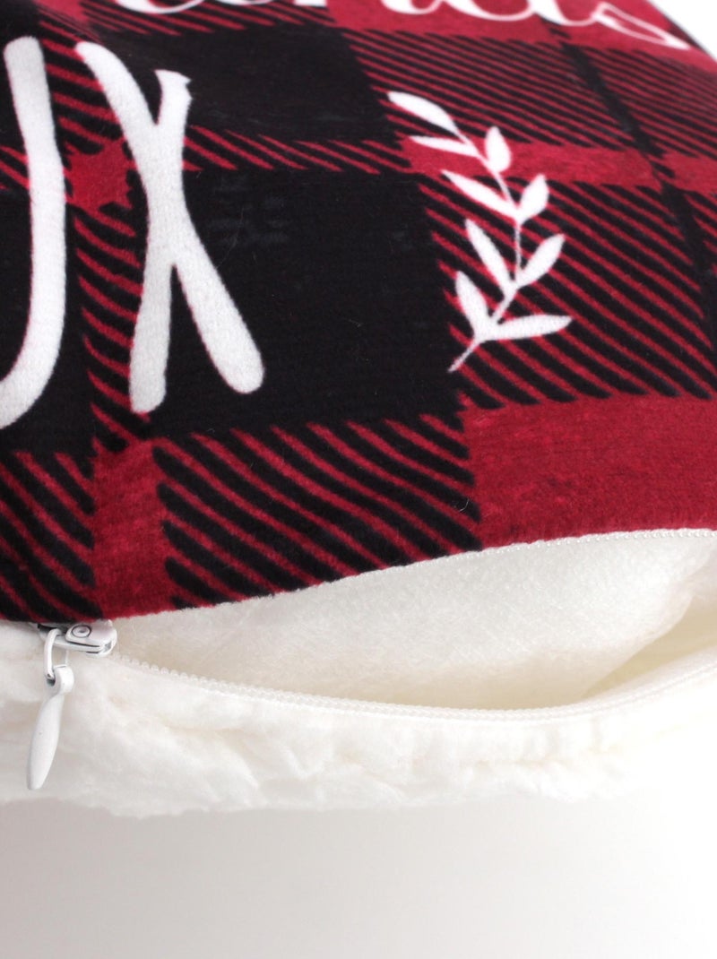 Coussin COSY avec fourrure Rouge - Kiabi
