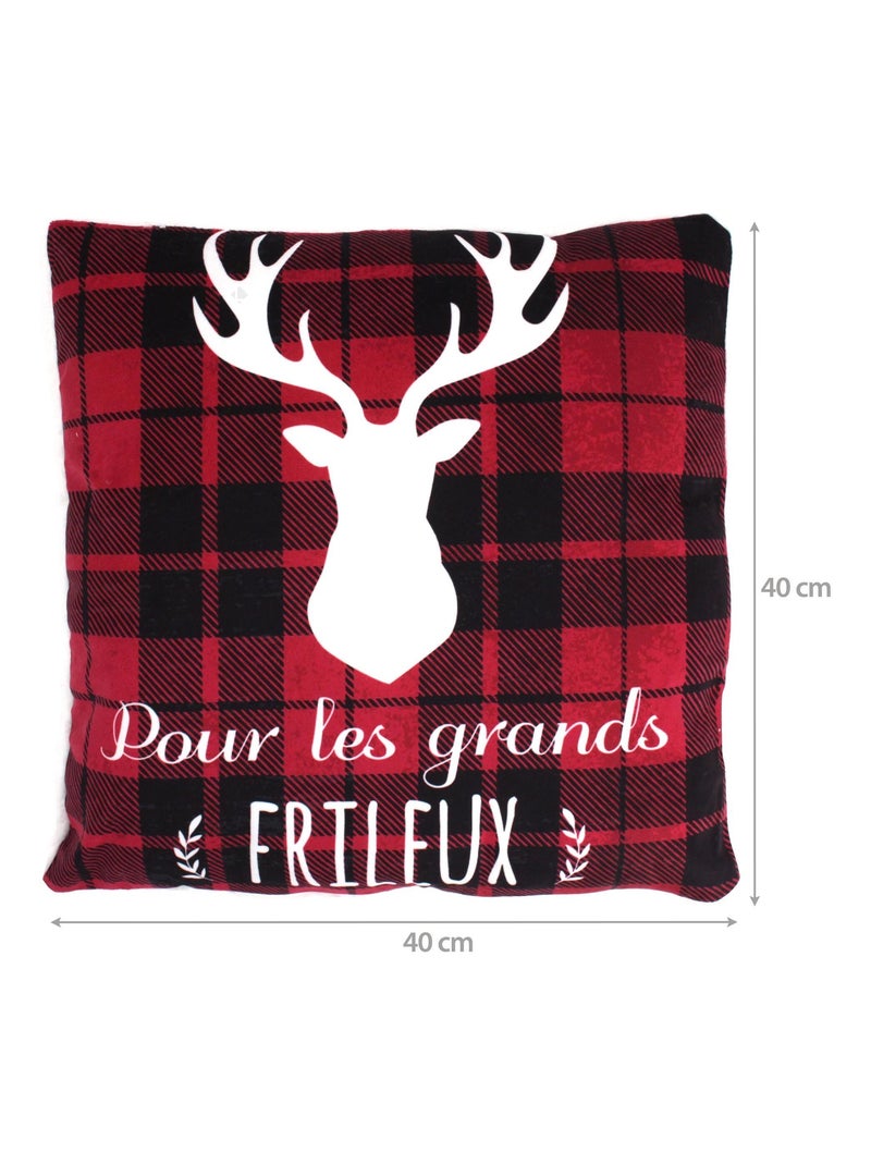 Coussin COSY avec fourrure Rouge - Kiabi