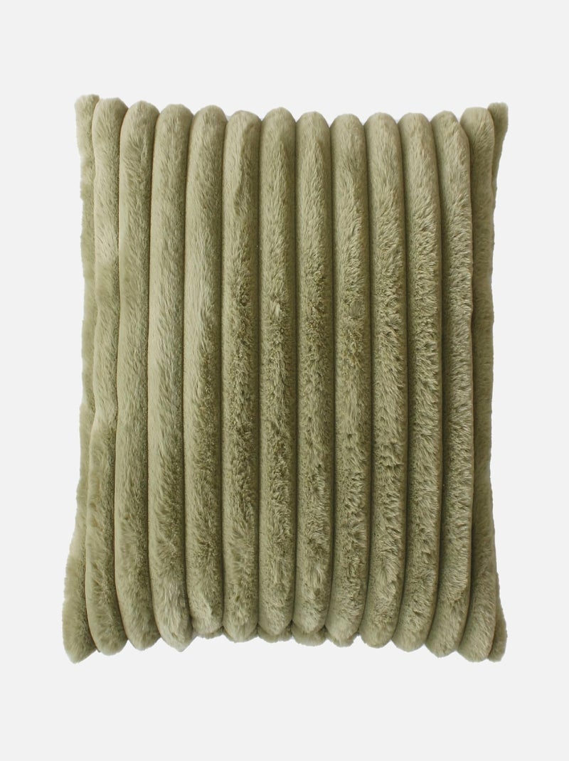 Coussin côtelé effet fourrure olive Vert - Kiabi