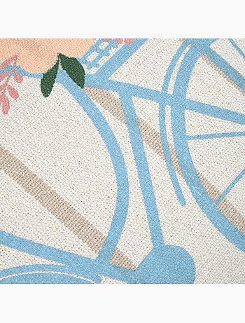 Coussin coton motif vélo fleuri