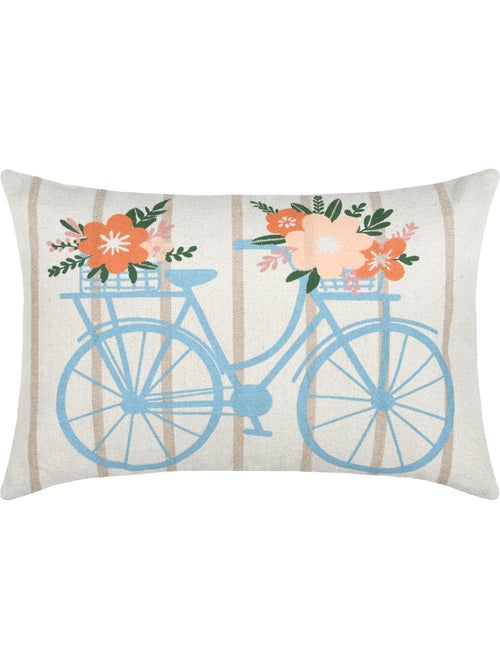 Coussin coton motif vélo fleuri - Kiabi Coussin coton motif vélo fleuri - Kiabi