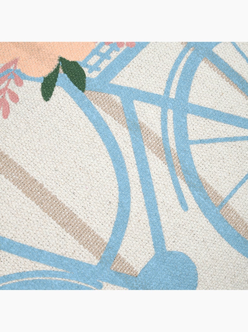 Coussin coton motif vélo fleuri Bleu - Kiabi