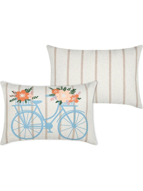 Coussin coton motif vélo fleuri - Kiabi Coussin coton motif vélo fleuri - Kiabi