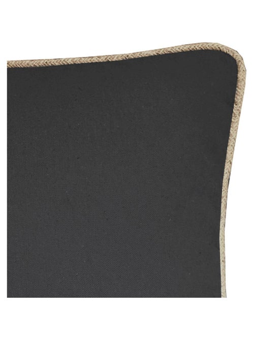 Coussin coton recyclé piping jute 'Deko&co' - Kiabi