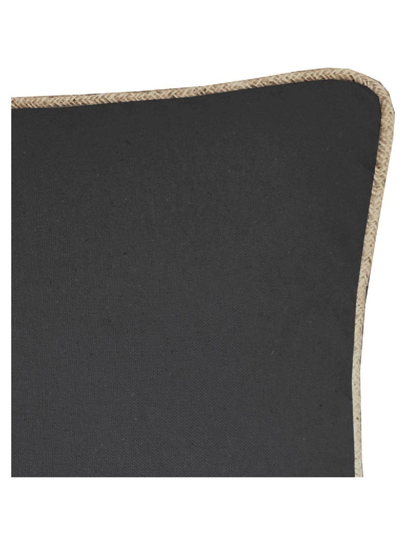 Coussin coton recyclé piping jute 'Deko&co' Noir - Kiabi