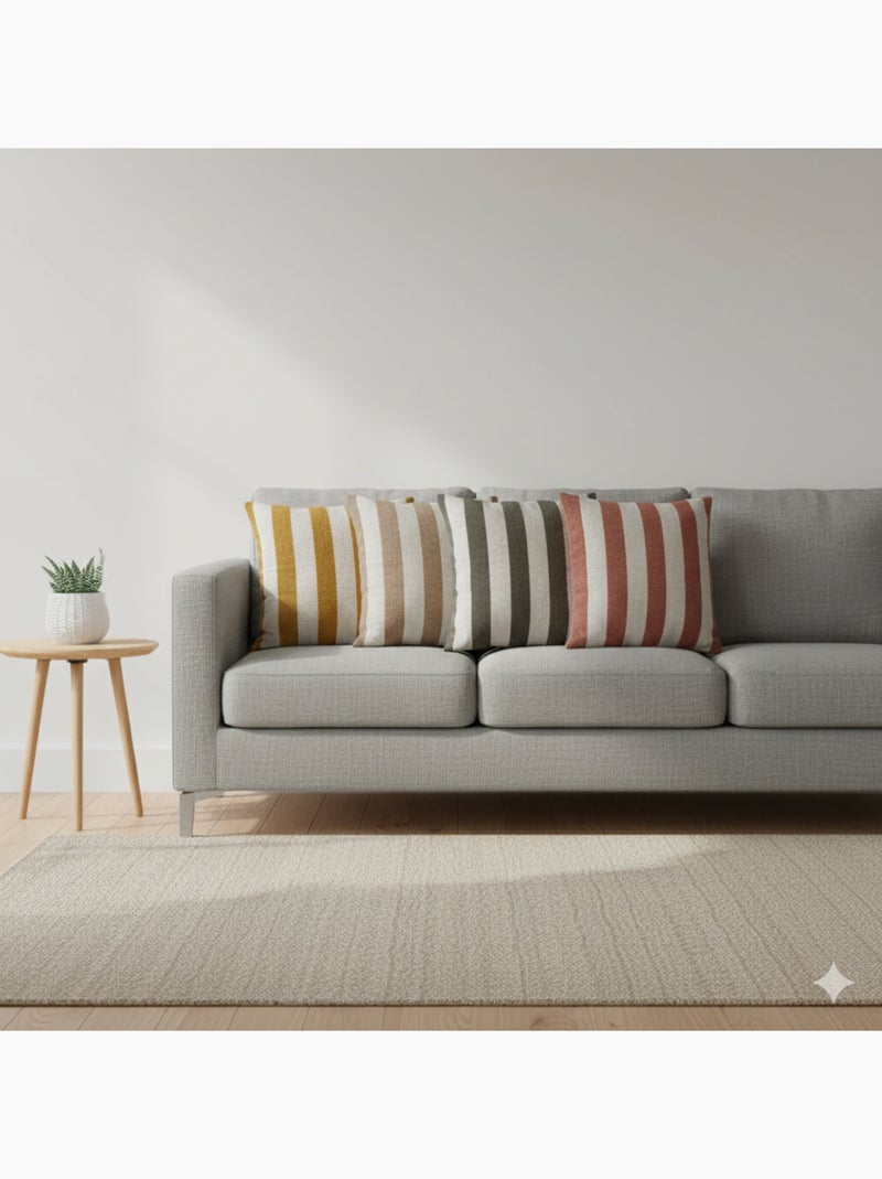 Coussin coton slub rayé BALTO 55X55 Terracotta - Kiabi