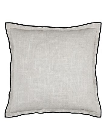 Coussin coton volant plat feston noir