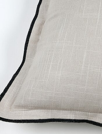 Coussin coton volant plat feston noir