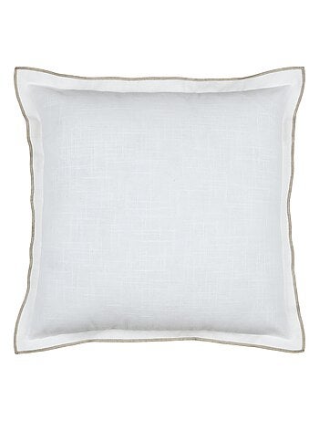 Coussin coton volant plat feston noir