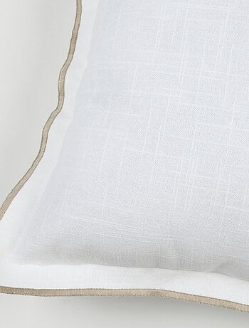 Coussin coton volant plat feston noir