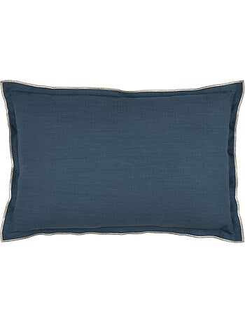 Coussin coton volant plat feston noir