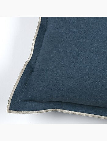 Coussin coton volant plat feston noir