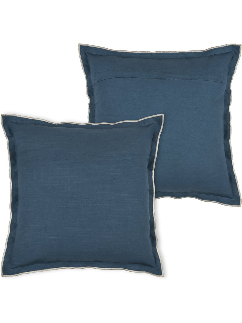 Coussin coton volant plat feston noir Bleu - Kiabi