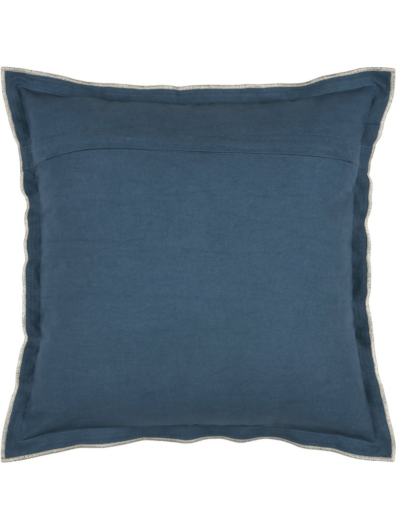 Coussin coton volant plat feston noir Bleu - Kiabi