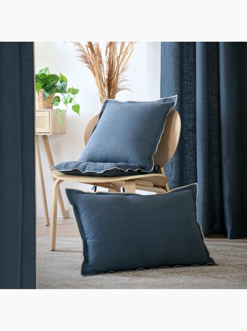 Coussin coton volant plat feston noir - Kiabi