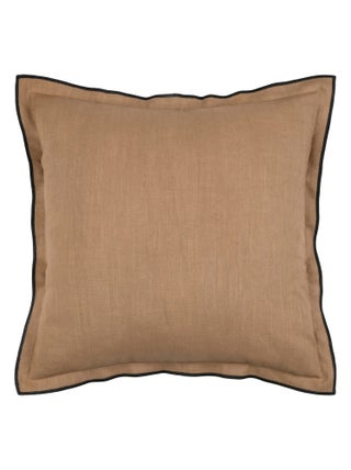 Coussin coton volant plat feston noir