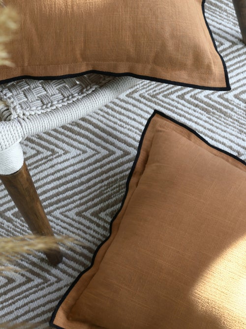 Coussin coton volant plat feston noir - Kiabi