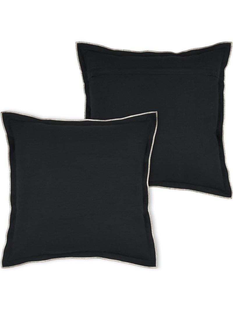 Coussin coton volant plat feston noir Noir - Kiabi