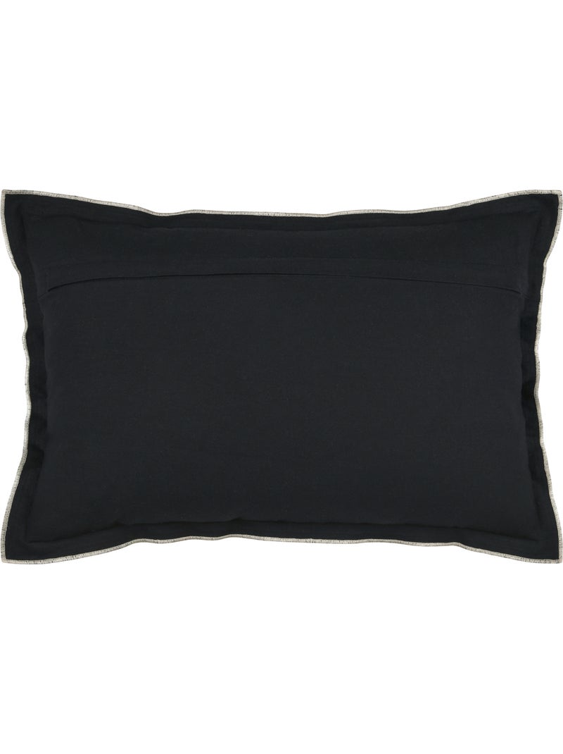 Coussin coton volant plat feston noir Noir - Kiabi