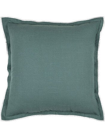 Coussin coton volant plat feston noir