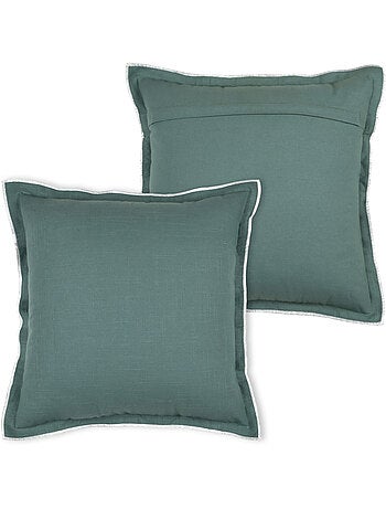 Coussin coton volant plat feston noir