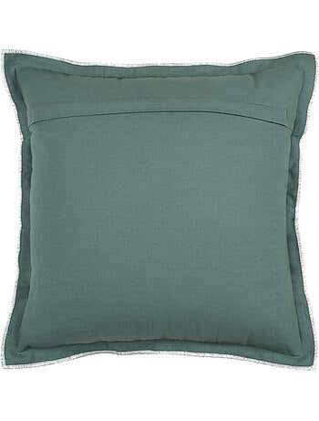 Coussin coton volant plat feston noir