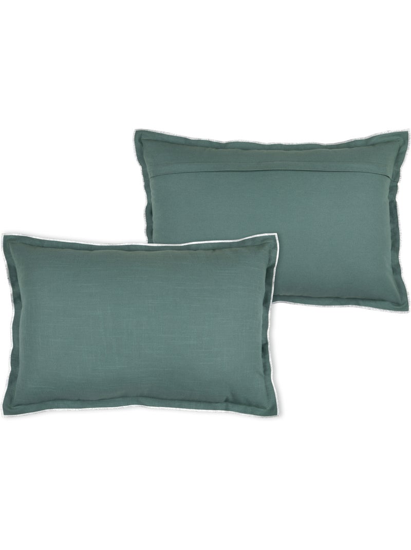 Coussin coton volant plat feston noir Vert - Kiabi