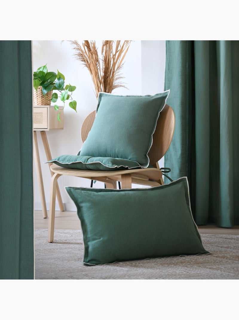 Coussin coton volant plat feston noir Vert - Kiabi