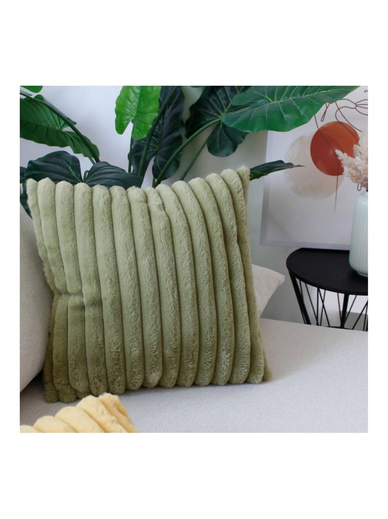 Coussin cottele effet velours Vert - Kiabi