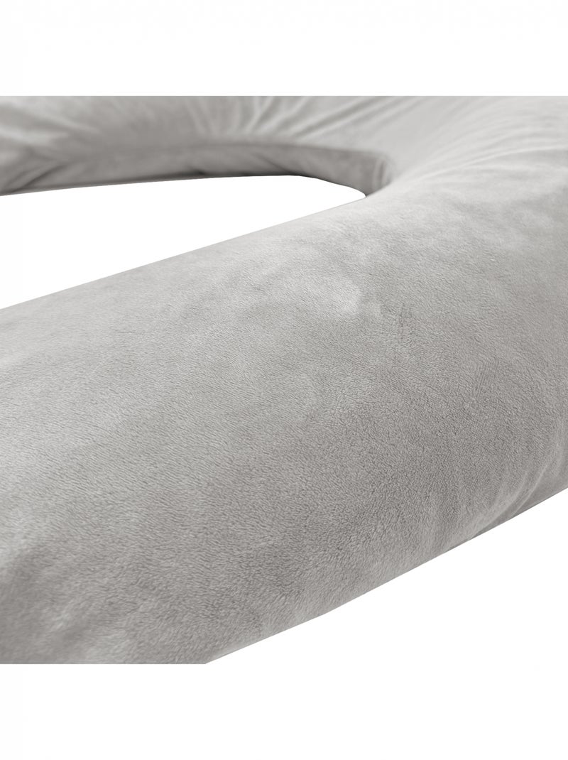 Coussin d'allaitement en velours XL - 205 cm Gris - Kiabi