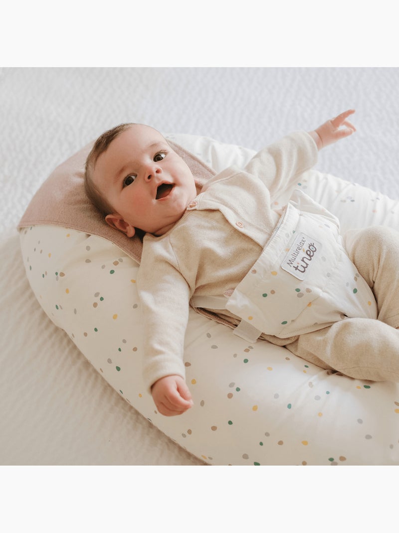 Coussin d'allaitement et de grossesse 3en1 Multirelax éponge noisette pois Blanc - Kiabi