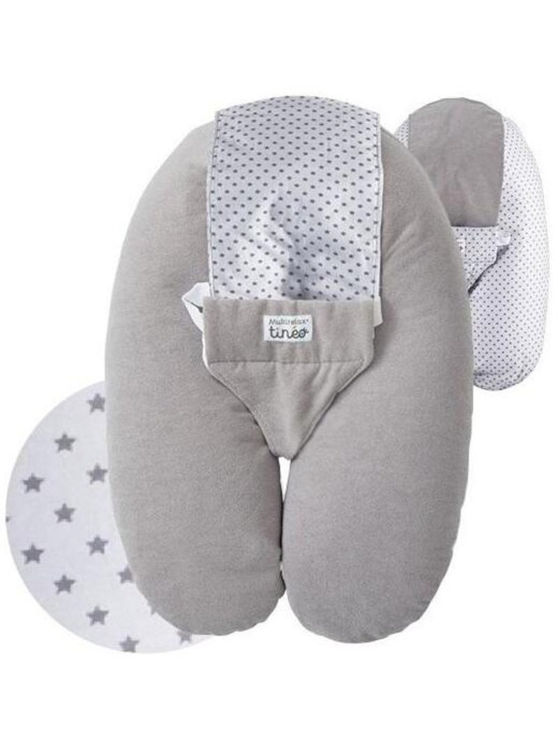 Coussin d'allaitement et de grossesse 3en1 Multirelax ?ponge gris/?toiles Gris - Kiabi