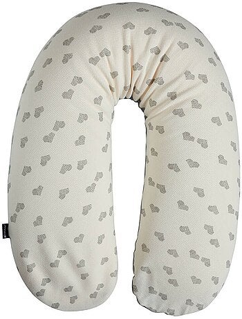 Coussin d'allaitement et de grossesse jersey cœurs/gris