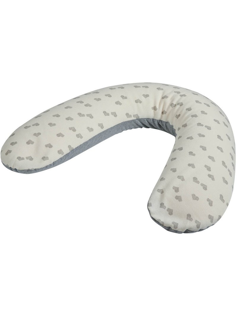 Coussin d'allaitement et de grossesse jersey cœurs/gris Gris Blanc - Kiabi