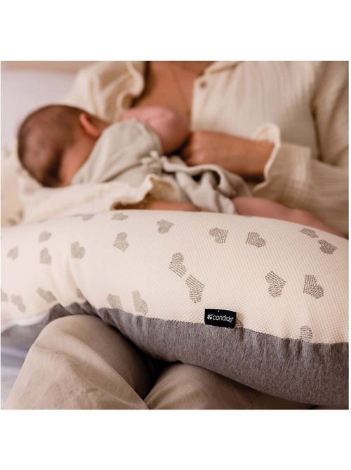 Coussin d'allaitement et de grossesse jersey cœurs/gris - Kiabi