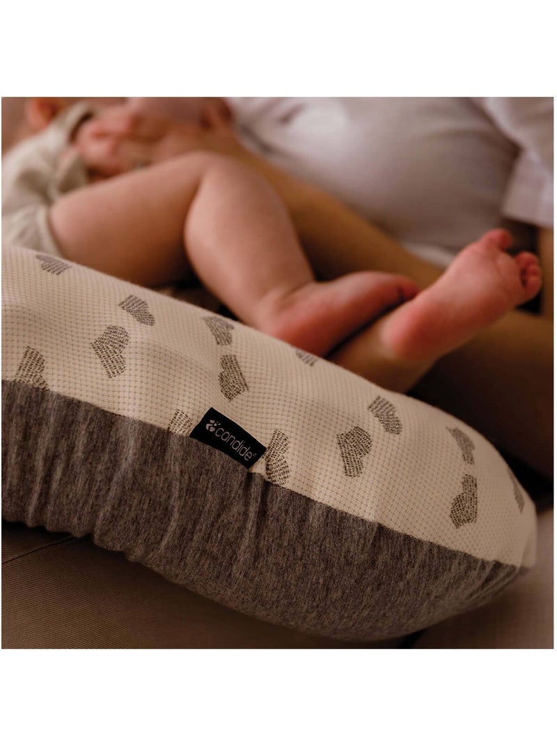Coussin d'allaitement et de grossesse jersey cœurs/gris Gris Blanc - Kiabi
