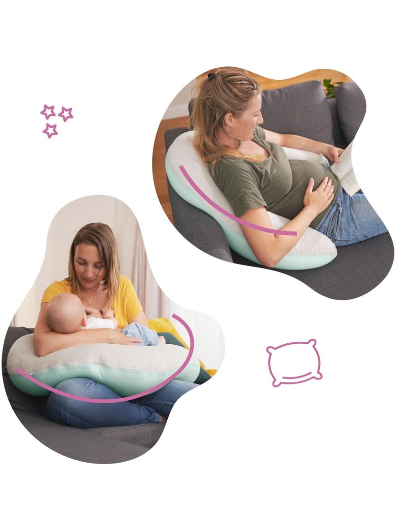 Coussin d'allaitement et de maternité évolutif 2 en 1 Fluffy 'Badabulle' Gris clair - Kiabi