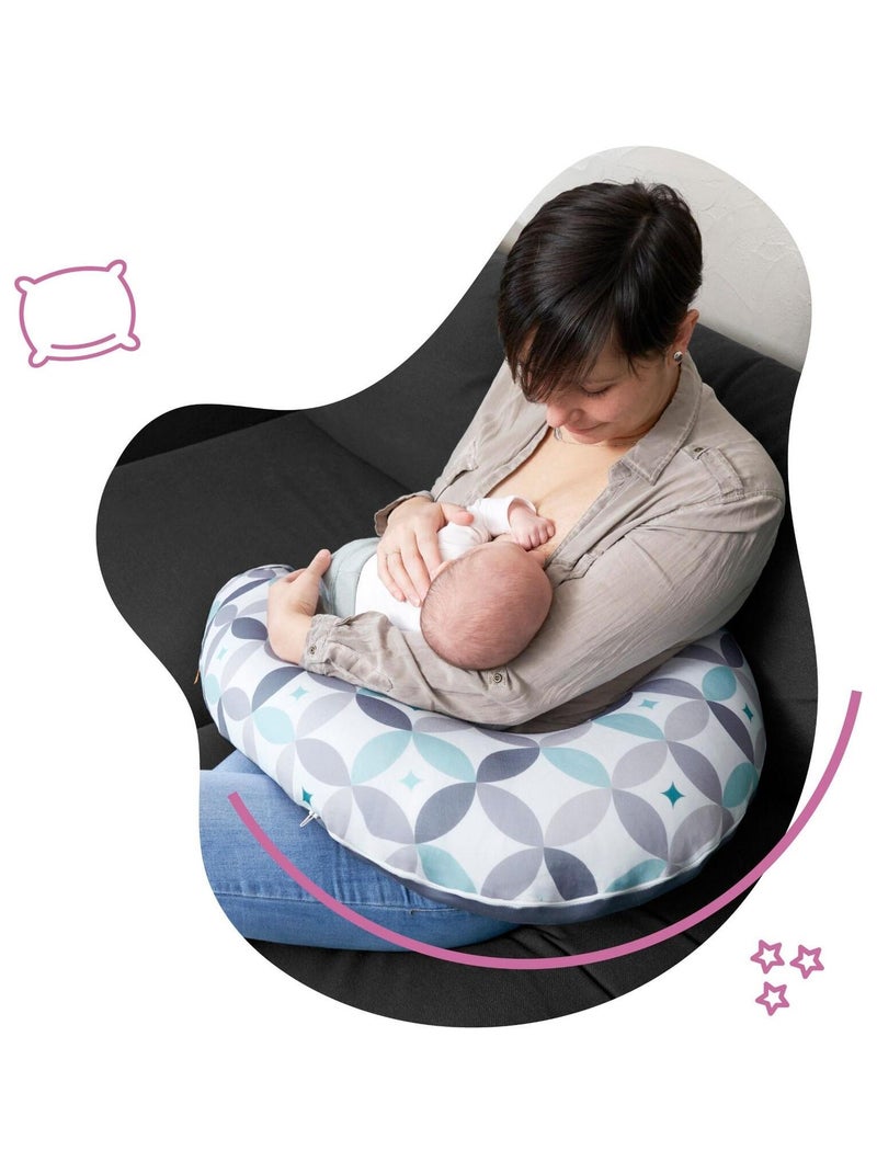 Coussin d'allaitement et de maternité évolutif 2 en 1 Graphique 'Badabulle' Gris - Kiabi