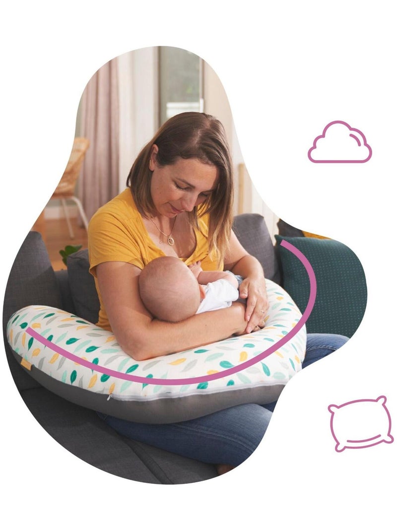 Coussin d'allaitement et de maternité évolutif 2 en 1 Plumes 'Badabulle' Vert - Kiabi