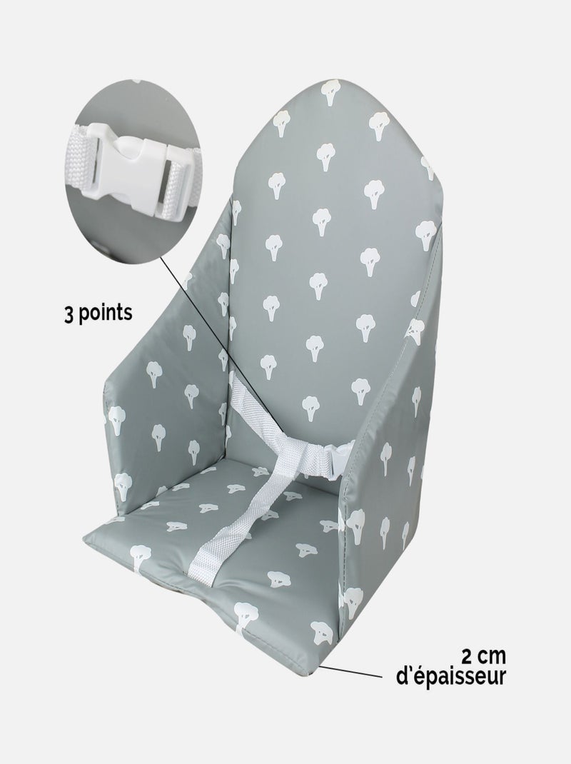 Coussin d'assise universel Miam avec harnais pour chaise haute bébé - Monsieur Bébé Gris Blanc Gris - Kiabi