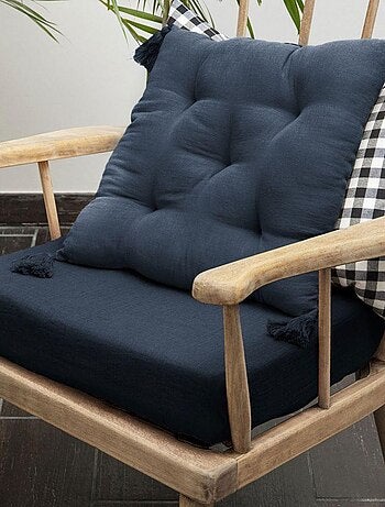 Coussin de chaise 40x40 en Gaze de coton avec pompons – galette chaise