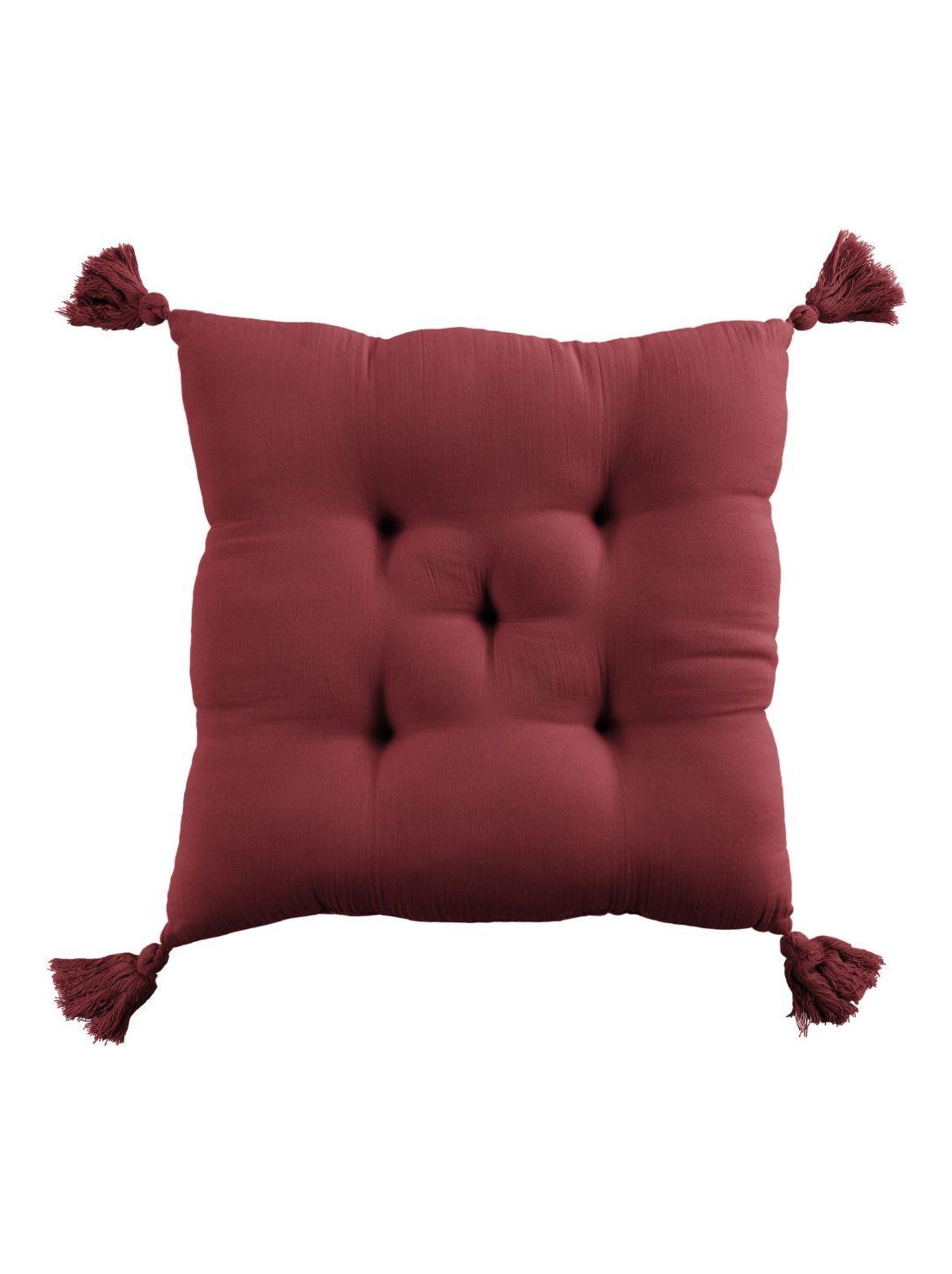Galette De Chaise STOF 40x40cm - 100% Coton Rouge/Lin - Housse De Siège Décorative