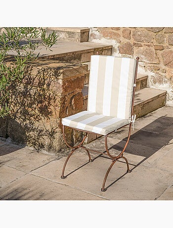 Coussin de chaise assise et dossier imperméable à rayures ARCACHON