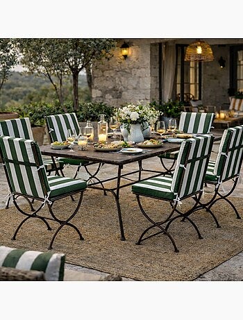 Coussin de chaise assise et dossier imperméable à rayures ARCACHON